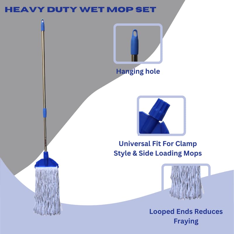 Image of ALTRUIST Clip N Fit Cotton Floor Mop with 4 Feet Telescopic Rod and Extra Wet Mop Refill|Microfiber T Mop for Cover Large Cleaning Area at Home,Office,Kitchen