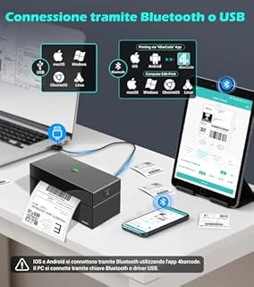 ORGBRO Stampante Etichette Spedizione Z1 Plus Bluetooth 4x6 Stampante Termica per Etichette Adesive DHL Etichettatrice per Piccole Imprese Label Printer Compatibile con Amazon, Ebay, Shopify, Nero
