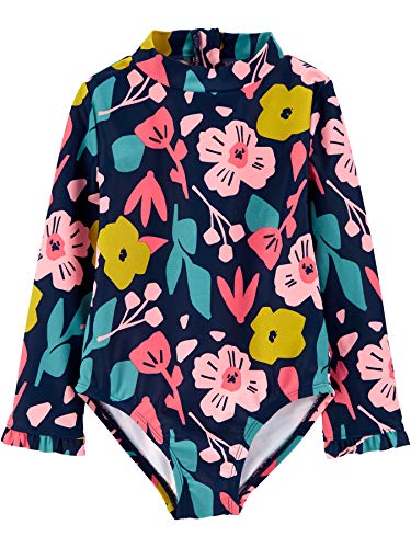 Simple Joys by Carter's Mädchen Einteiliger Rashguard, Marineblau, Floral, 5 Jahre