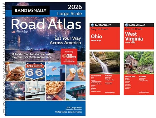 2026 Large Scale Road Atlas with Easy to Read Ohio & West Virginia State Maps