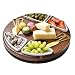 Shanik Cheese Board Set, Round Acacia Charcuterie Board, Cheese Serving Platter with Slide-Out Drawer, 2 Sided Marble Plate Black/White,3 Piece Stainless Steel Cutlery, Quality Assured