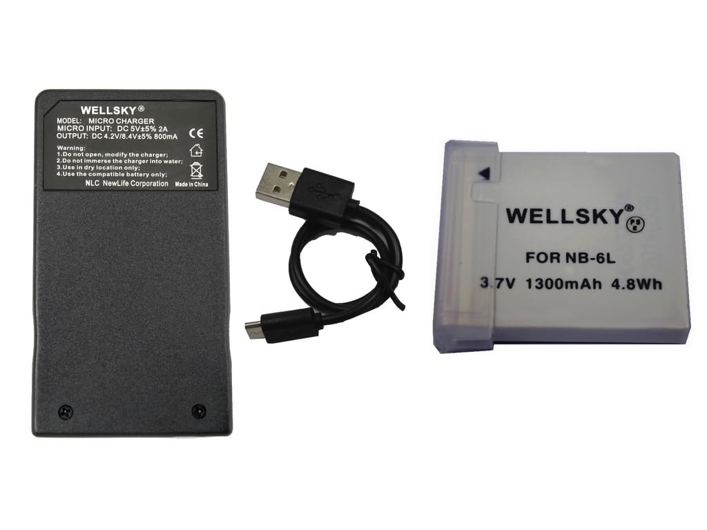 Amazon | WELLSKY NB-6L NB-6LH 互換バッテリー 1個 ＆ CB-2LY [ 超 