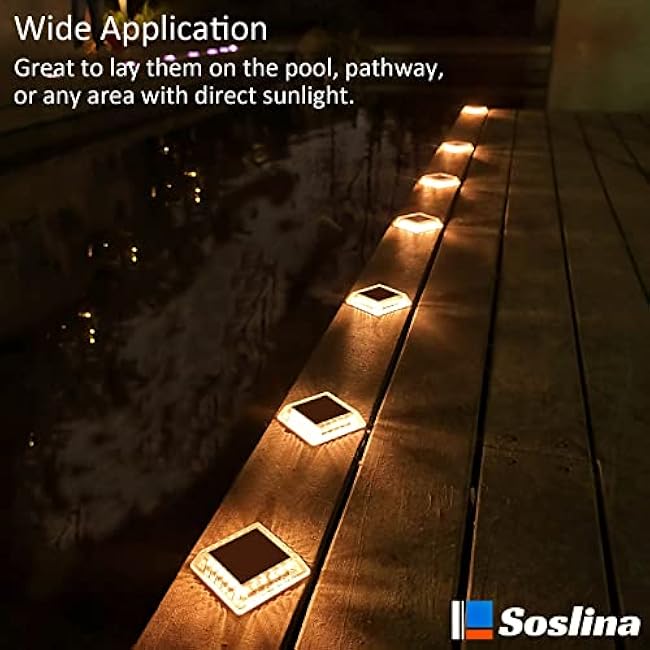 Solar Deck Lights Solar Powered, Solar Stair Lights Outdoor Waterproof, Solar Step Lights for Outdoor Garden Patio Sidewalk Runway Pathway Driveway Dock(4 Pack)