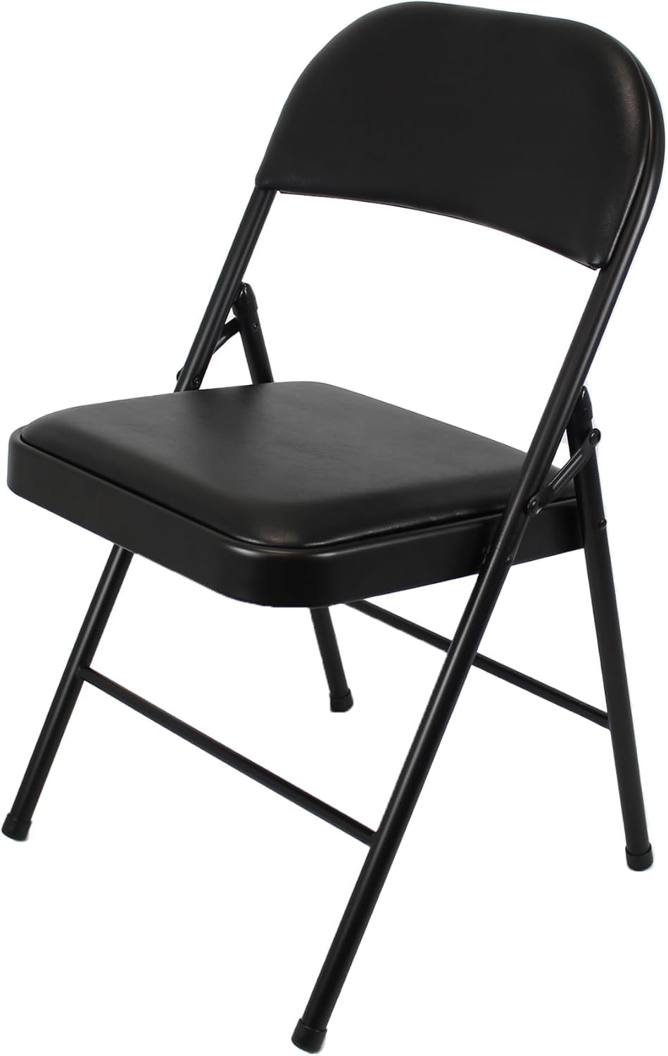 Meta Furniture Folding Faux Leather Chair - Padded Event Seats Metal Frame Foldable chair, Easy Storage Comfortable Seat for Home, Dining & Office | Computer Desk Chairs (Black) (1)