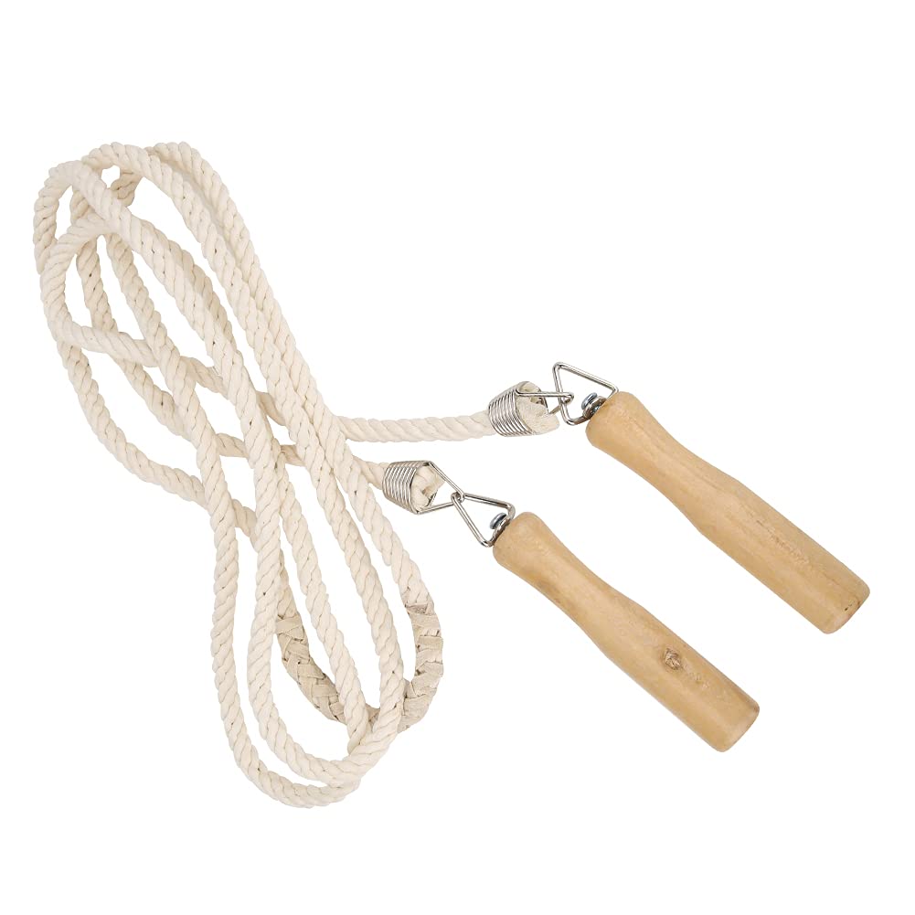 Collective Group Jumprope Cotton Linen Long Rope Hand Cranking Knitting Accessory for Group Dutch Wooden Handle Smooth Rotating Design