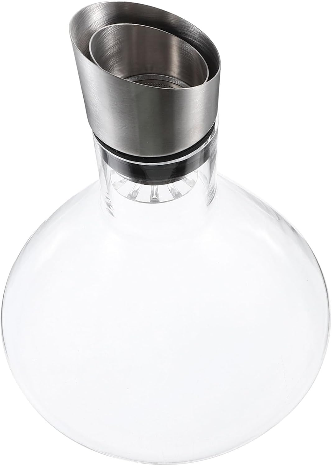 Glass Wine Decanter with Inclined Mouth Pourer Fast Aeration Red Wine Jug for Home Brewing and Barware Space Saving Elegant Clear Glass