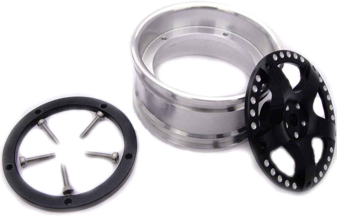 hobbysoul 2pcs RC 1/10 Aluminum On Road Wheel Rims Hex 12mm Adjustable Offset Silver/Black Color Fit for 1:10 RC On Road Drift Touring Street Car Tire Tyre