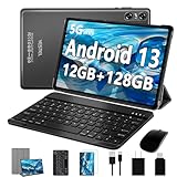 YESTEL 2024 Newest Android 13 Tablet 10 inch Tablet with 12GB RAM + 128GB ROM,1TB Expand,2.0GHz Octa-Core Processor,IPS HD Display,Support 5G WiFi,GPS,Bluetooth 5.0 with Keyboard,Mouse - Grey