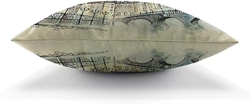 Miniatura 5 de Funda de almohada de paisaje británico, decoración del hogar, funda de almohada de lino suave y de algodón para sofá, silla, dormitorio, automóvil,