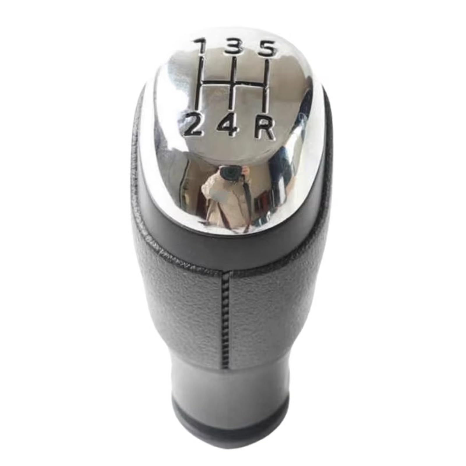 GHQFROP Transmission Gear Shift Knob for Clio Mk4 IV 2012-2020 5/6 Speed Gear Shift Knob Lever Shifter Pen Gearbox Gaiter Boot Collar Car Gear Stick Knob(Chrome 5 Speed)