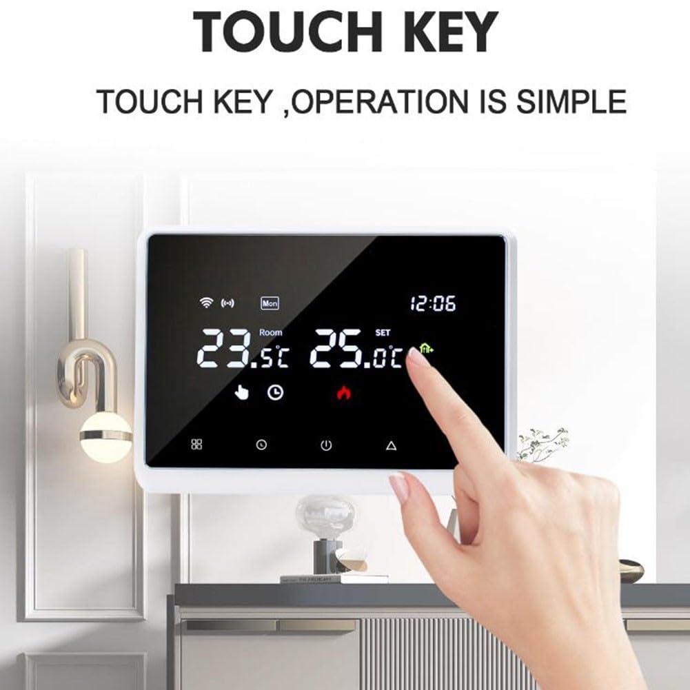 Termostato intelligente WiFi programmabile per la casa, telecomando per TUYA/Smart Life, per Tuya Wireless WIFI Termostato intelligente per caldaie a parete/riscaldamento a pavimento dell'acqua (nero)
