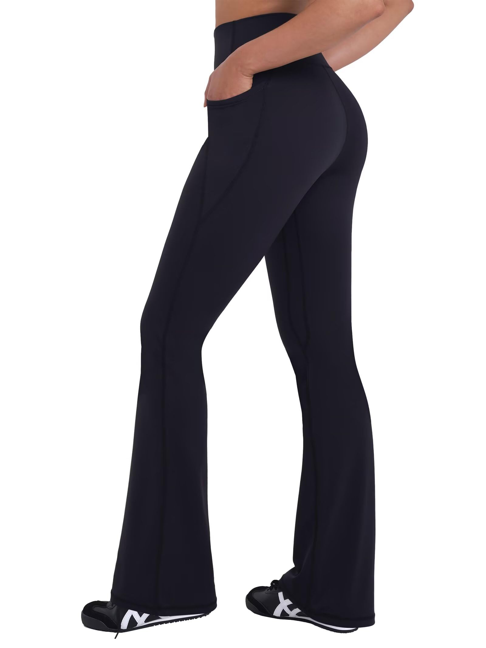 Sunzel Sunzfly Women's Mini Flare Leggings with Pockets High Waisted Tummy Control Yoga Pants Bootcut Workout Gym Casual