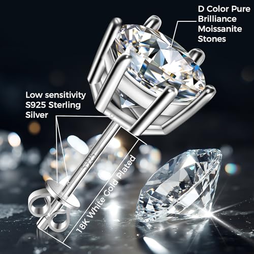 Moissanite Stud Earrings Women S925 Sterling Silver Earring Jewelry D Color VVS1 GRA Lab Created Diamond Earring for Men 18K White Gold Plating2