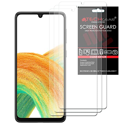 TECHGEAR [3 Pack] Screen Protectors Compatible with Samsung Galaxy A34 5G CLEAR LCD Screen Protectors Cover Guards