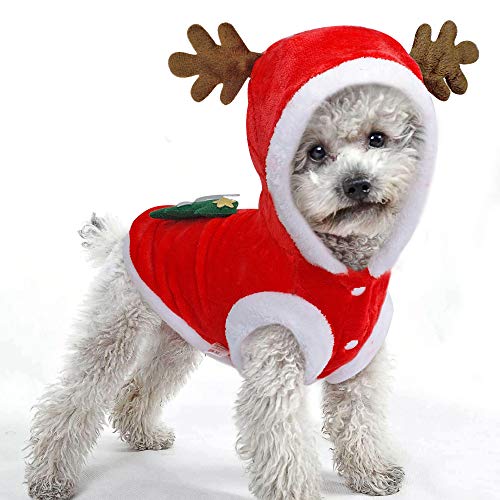 Hundekostüme Weihnachten Elchkostüm für Hunde und Katzen Pet Hoodies warme Hundemantel für Winter Frühling Weihnachten Hundebekleidung Rot, L