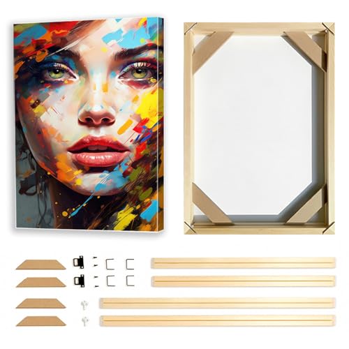 Muralscape Marco de lienzo de 60 x 80 cm, marcos de fotos de madera para lienzo, pintura al óleo, pinturas de arte de pared, pósteres, impresiones para el hogar, galería de múltiples tamaños, con kit