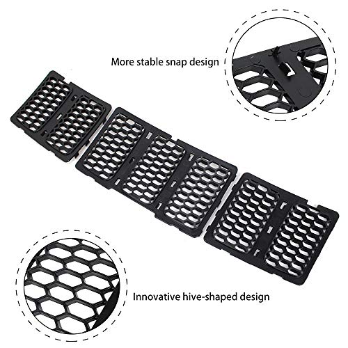 Image of CheroCar Front Grill Inserts Trim Honeycomb Mesh Grille Cover Kit for Jeep Grand Cherokee 2014-2016 7-Slot Grille Exterior Decoration Accessories