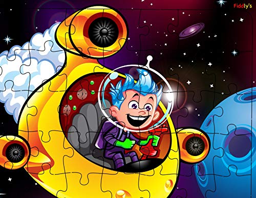 Image of Fiddlys 40 Pcs Paperless Wooden Jigsaw Puzzle for Kids & Children Age 4+ Learning Educational Double Layered Wooden Puzzles with Bright Front & Back Print (Space Hero)