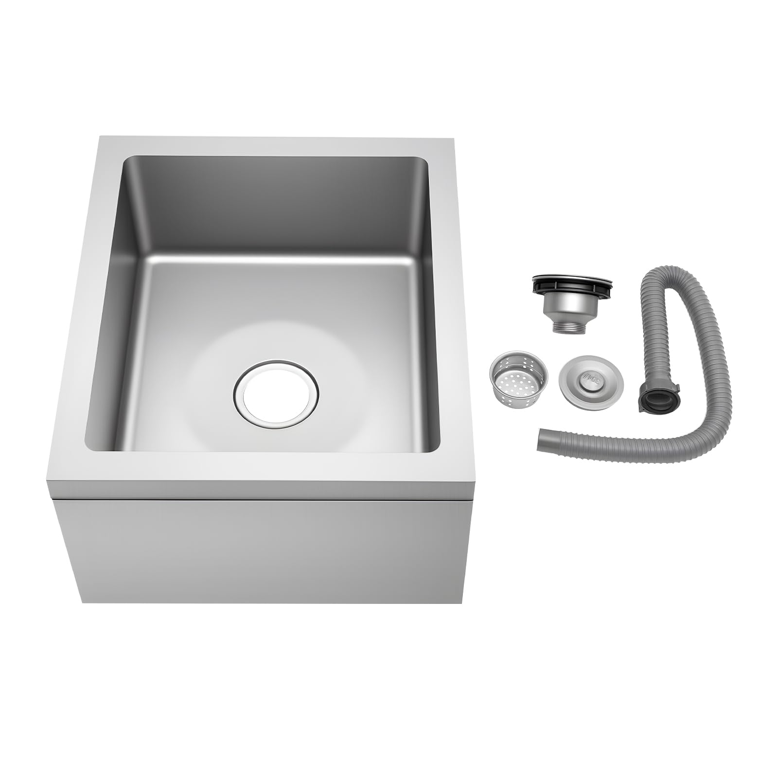Lavabo da pavimento in acciaio inox 304, 56 x 48 x 28 cm, lavello | 48 x 40 x 20 cm, dimensioni interne: 48 x 40 x 20 cm, 10 kg. acciaio inox 304, cestello filtro, 4 piedini in plastica