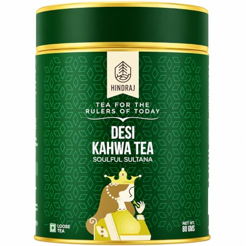 Image of Hindraj Soulful Sultan Desi Kahwa Herbal Loose Tea 80 g 11 Ayurvedic Spices, 100% Natural Ingredients, No Added Sugar Digestive & Immunity Support, Daily Detox Green Tea