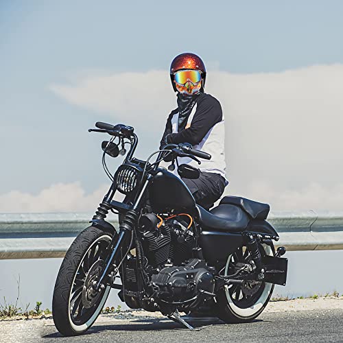 Motorcycle Helmet Riding Goggles Glasses With Removable Face Mask,Detachable Fog-Proof Warm Goggles Mouth Filter Adjustable Non-Slip Strap Vintage Bullet Fight Motocross Colorful Lens Set (Pink) #TOP1