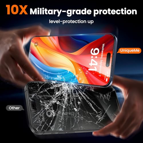 Image of UniqueMe for iPhone 14 Plus /13 Pro Max Screen Protector - [Military Grade Shatterproof & 9H+ Hardness] Screen Protector 13 Pro Max Tempered Glass Full Coverage Protection, Easy Installation, 2 Packs