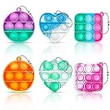 VGCOL 6 PCS Push Pop Bubble Fidget Popitz Toy, Mini Stress Relief Keychain, Autism Special Needs...