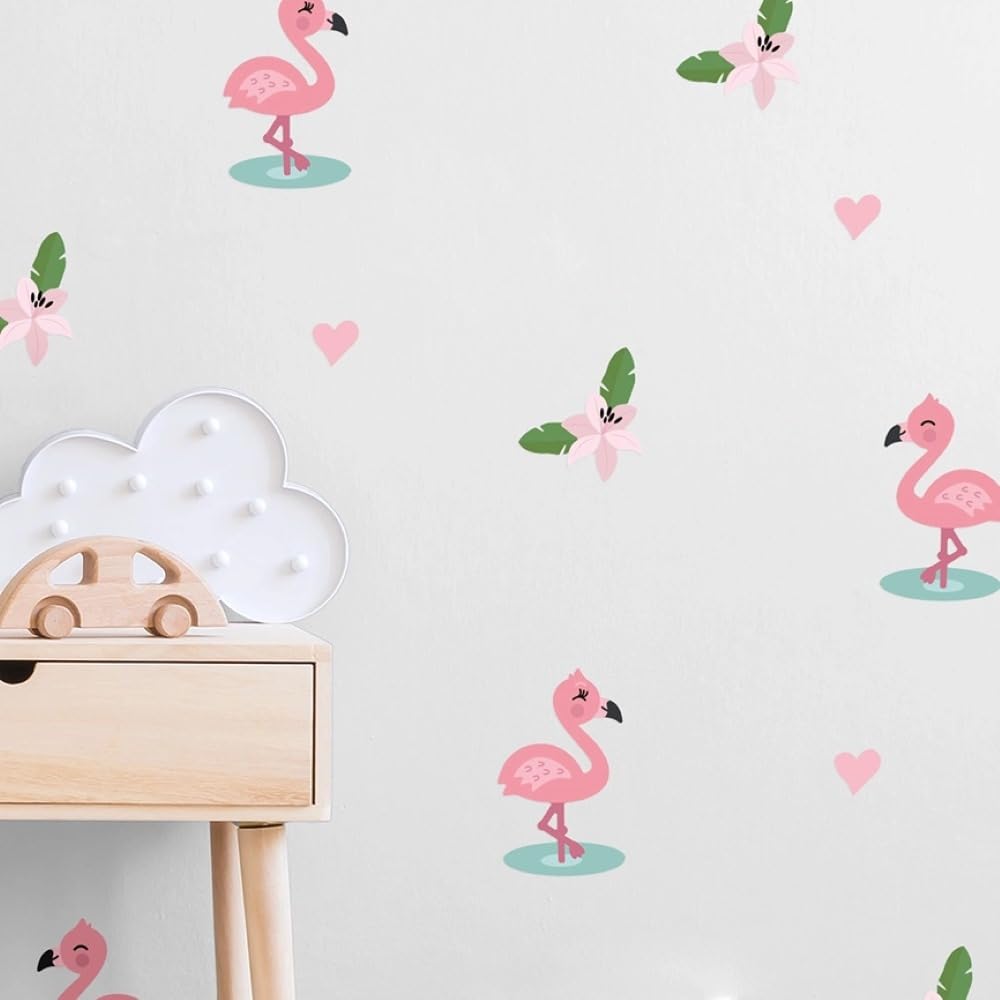 My Nametags Flamingo My Nametags® Wall Stickers | Peel-And-Stick, Removable & Repositionable Wall Decals | Room Decor For Kids' Bedroom, Nursery, Playroom