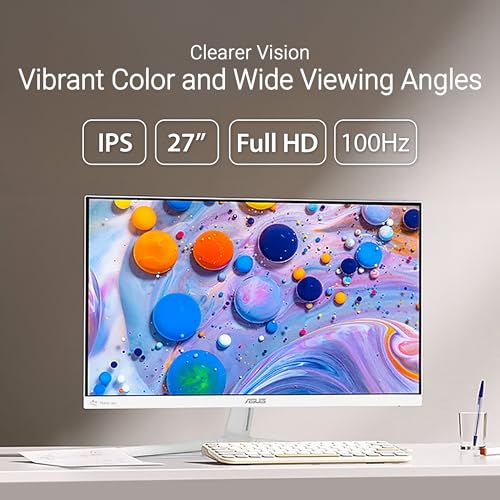 Image of ASUS 27 inch 1080P Eye Care Monitor (VU279HFI-W) - Full HD, IPS, 100Hz, SmoothMotion, Adaptive Sync, Nano-ion, Eye Care Plus, Blue Light Filter, Flicker Free, VESA Wall Mountable, 3 yr Warranty
