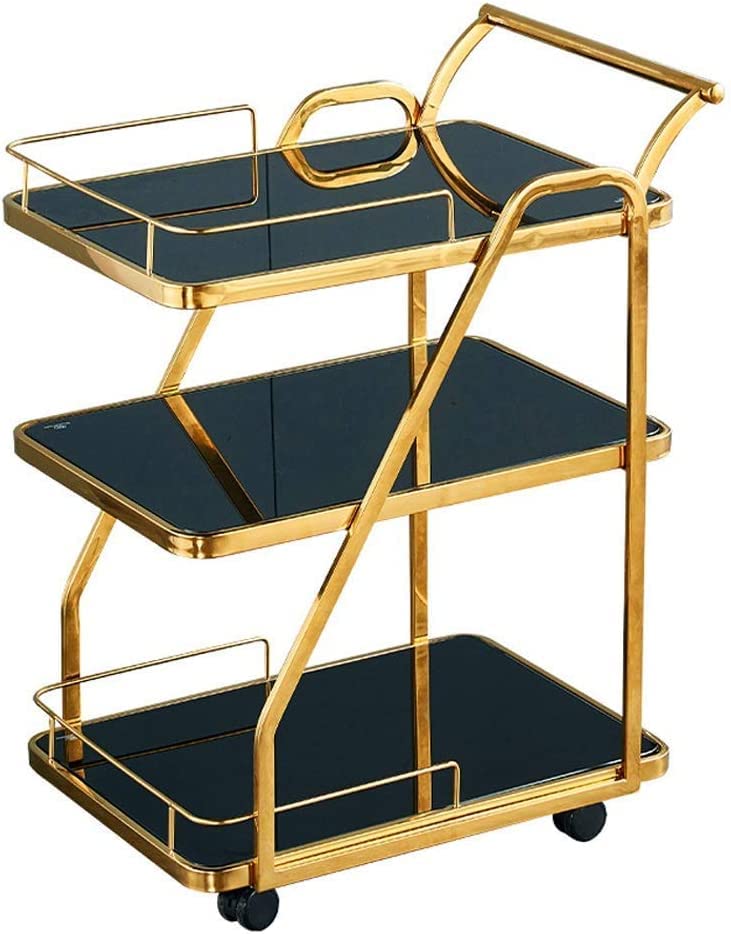 PLMNBQWE Carrito de Servicio de Bar para Hotel, Restaurante de Lujo, Carrito de Catering de Acero Inoxidable de 3 Niveles, Carrito de Servicio, Carrito de Limpieza, Carrito de Cocina Ideal para