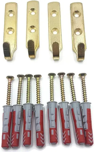 Heavy Duty Brass J Wall Hooks for Picture/Mirror Hanging - 35kg Capacity