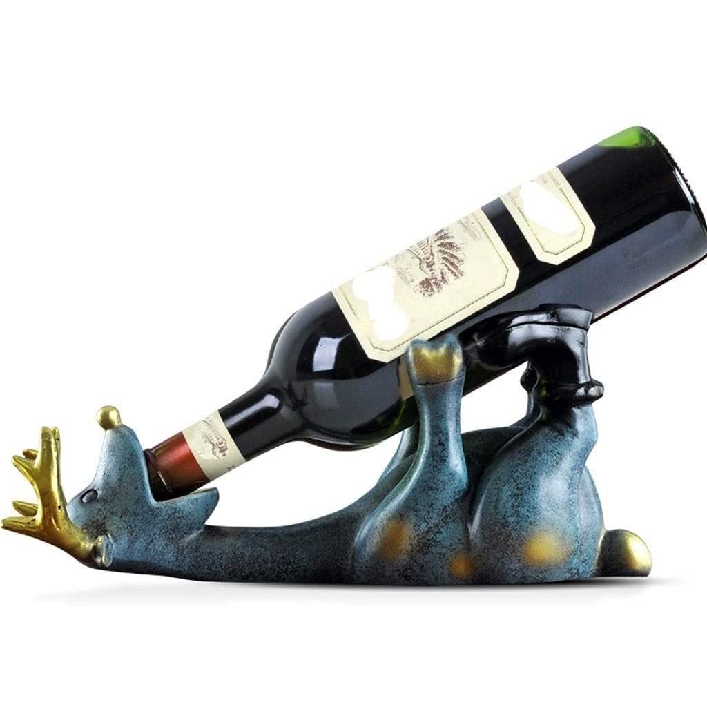AMYSTY Wine Rack Wine Bottle Organizer Wine Holder Wine Bottle Holder European Resin Drunk Deer Wine Rack Office Wine Bottle Shelf Home Decoration Wine Bottle Holder Wine Shelf Wine Stand (Color : A)