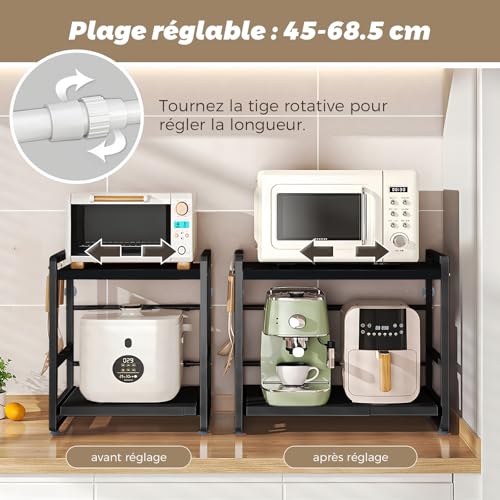 Étagère micro-ondes extensible pour gagner de la place en cuisine - 7