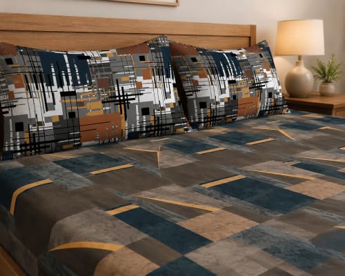 Image of LOOMLYFE 300 TC Microfiber XXL Soft Cotton Super King Size Printed Bedsheet For Double Bed, 108 Inches X 108 Inches, 9 Feet, 275 X 275 Cm With 2 Large Size Pillow Covers - Coffeebluebox