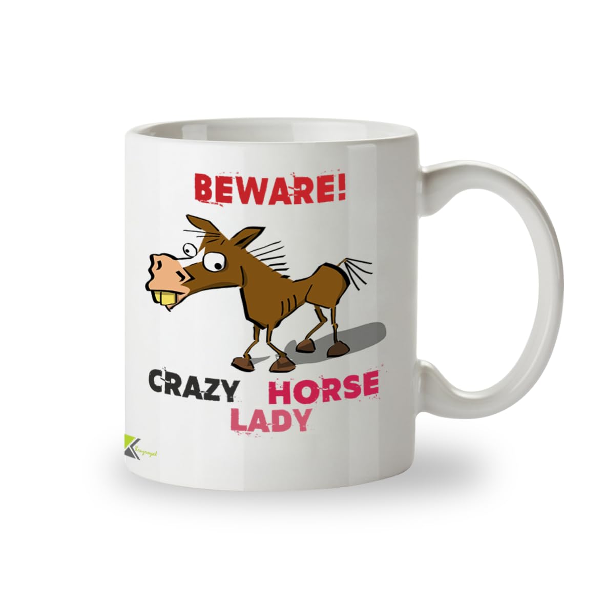 Kruzroyal Women's White Beware Crazy Horse Lady Mug - Funny Horse Gift For - 11Oz Ceramic Coffee Mug - Equestrian Lover Gift - Dz047