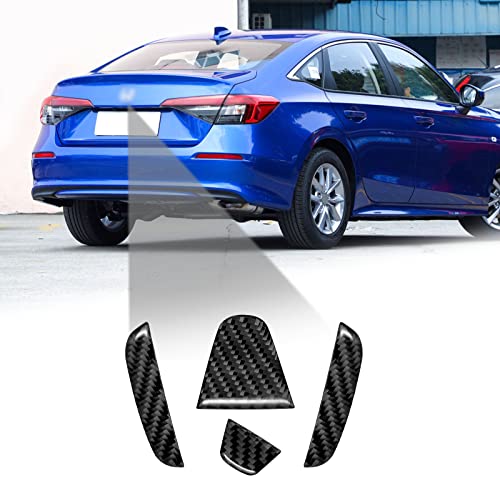Image of Compatible with Rear Trunk Logo Insert Cover Trim Carbon Fiber Rear Tailgate Emblem Badge Decoration Sticker for Honda Civic 2022 2023 2024 (4Pcs Black)