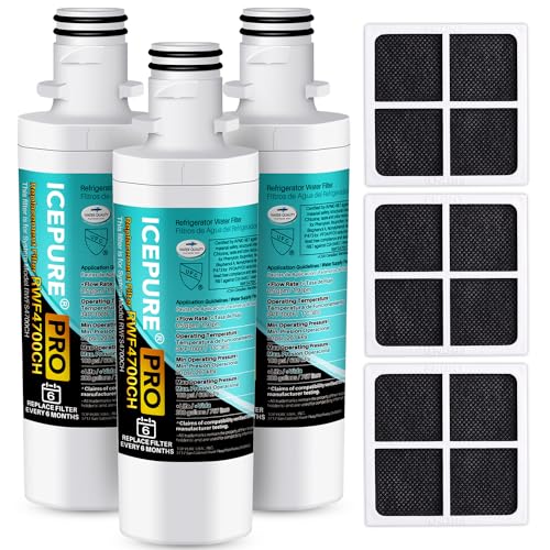 Image of ICEPURE PRO ADQ74793501 NSF /ANSI 401 Certified Replacement LT1000P, Kenmore Elite 9980, ADQ747935 LT1000PC MDJ64844601 ADQ74793502 LFXS26973S Refrigerator Water and LT120F Air Filter, 3 PACK