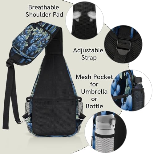 Bolso cruzado unisex estilo sling azul arándano miniatura 4