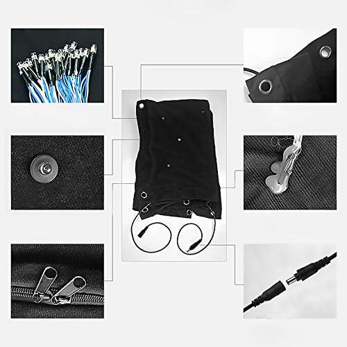 GBGS Blue White Star Curtains LED Cloth DJ Stage Backdrop Remote, Splicable, Auto/Strobe(9 Variations), 56 LEDs, Romantic, Foldable for Children, Christmas, Halloween, Birthday Party, 4.9x3.9ft - Thumbnail 6