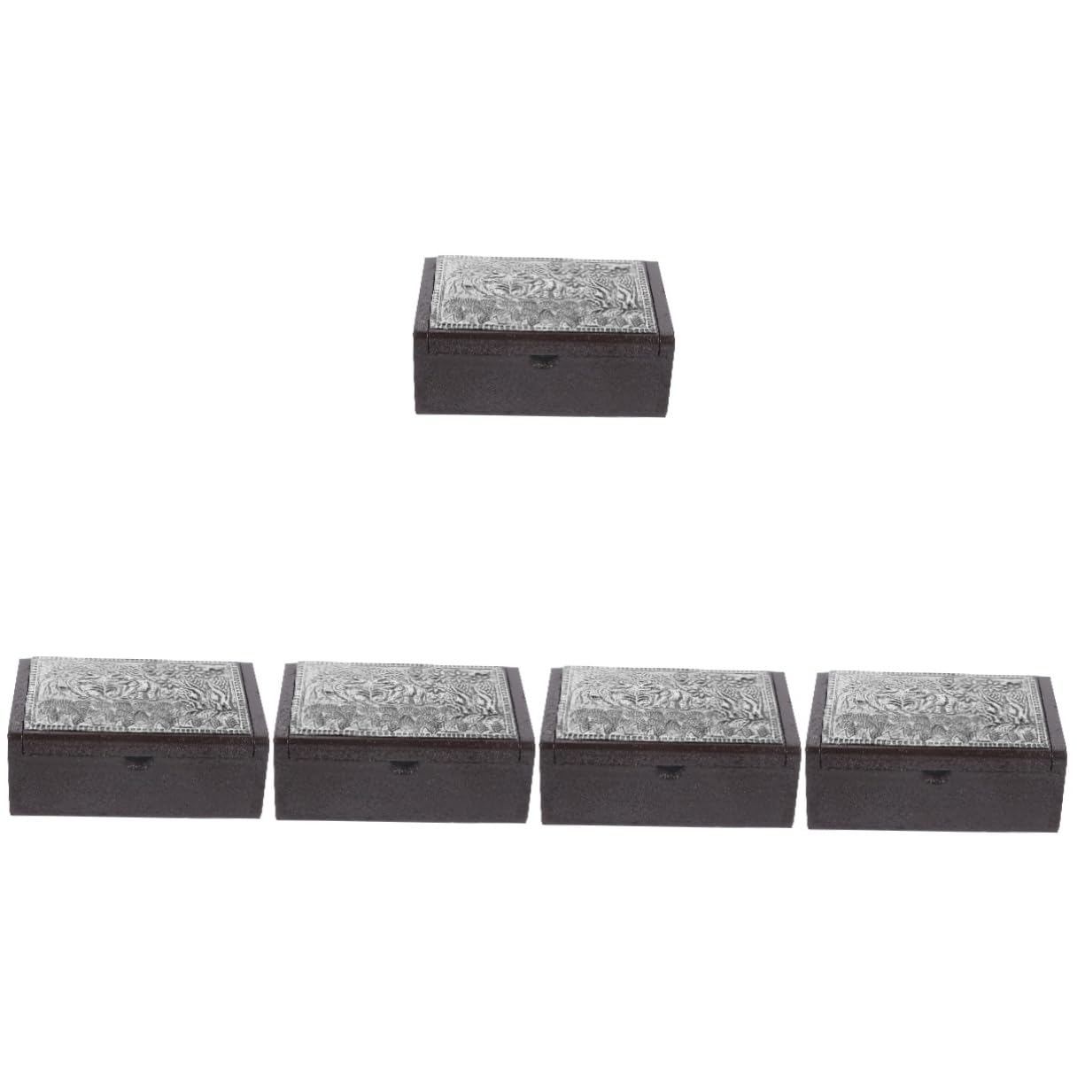 jojofuny Caja De 5 Piezas Tarjetero De Madera Titular De La Tarjeta Índice Boda Receta Organizadores y Almacenamiento Señal Compartimiento Incrustación De Papel De Aluminio