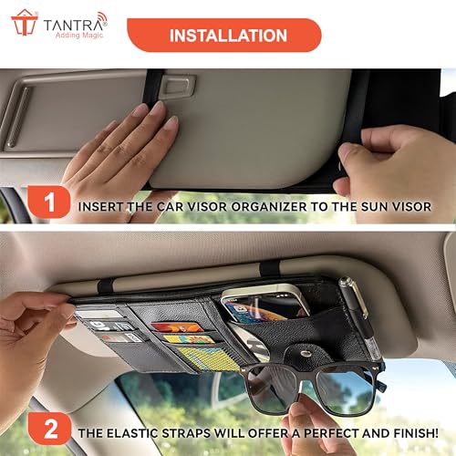 Image of TANTRA Car Sun Visor Organizer Stylish Storage Solution (Beige)