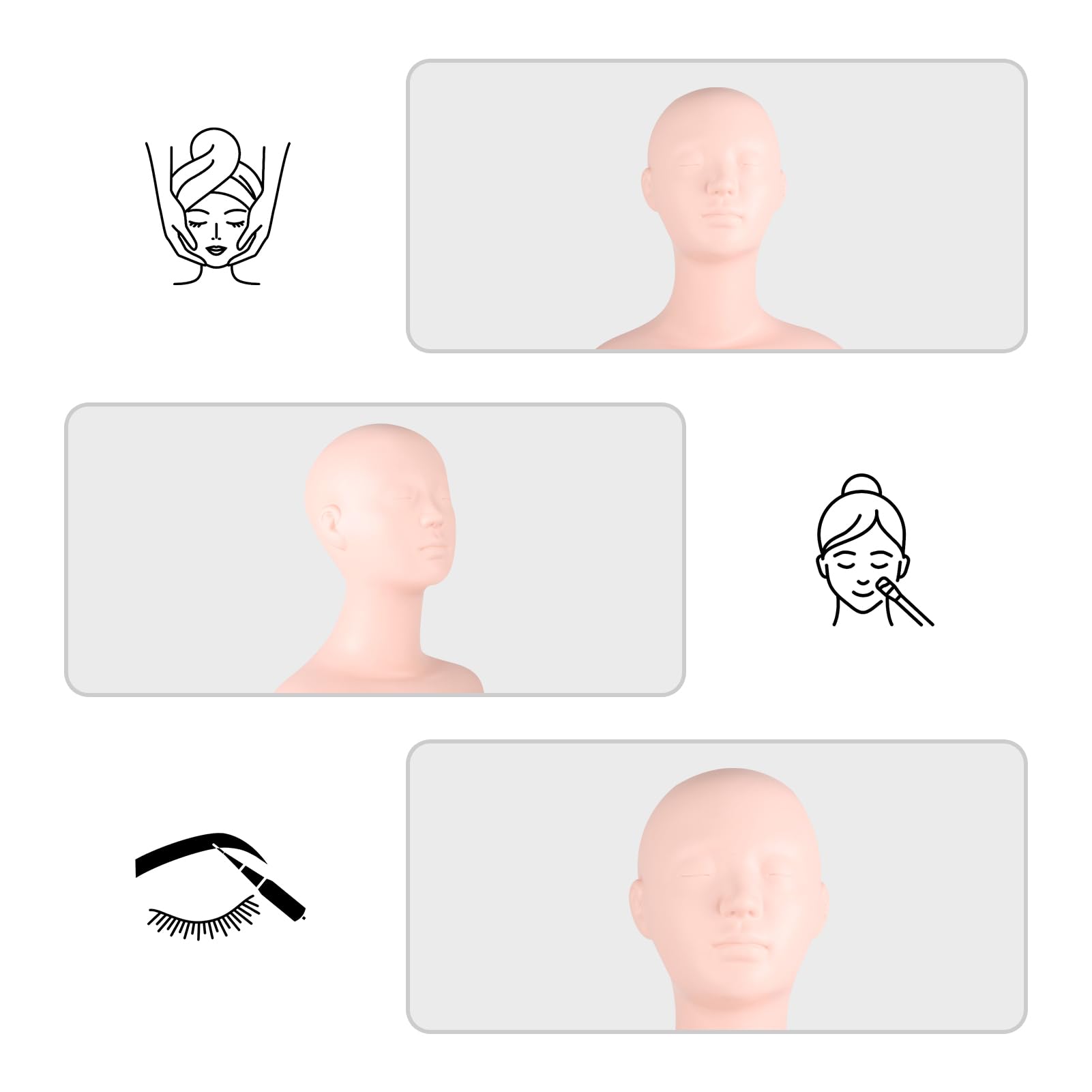 Testa di Manichino Testina multifunzionale per allenamento trucco Testina multifunzionale per allenamento umano con spalle Cappelli e parrucche per saloni, massaggi e studi di trucco