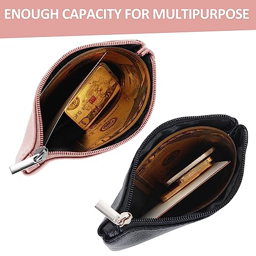 simarro 2 Stück Kleines Portemonnaie Damen, Leder Mini Geldbörse Klein Portemonnaie Coin Purse Münzgeldbörse Münzbeutel Schlüsseletui Woman Wallet Mini Geldbeutel für Damen (schwarz rosa)