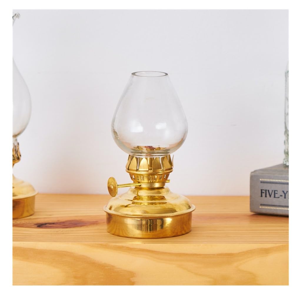 SPHINX Vintage Brass Lamp Nautical Lamp for Home , Religious Place, Garden, Hotel Decoration, Vastu Remedies Lamp, Gifting , Outdoor Recreationals- (Flat Base - 2 Pieces)