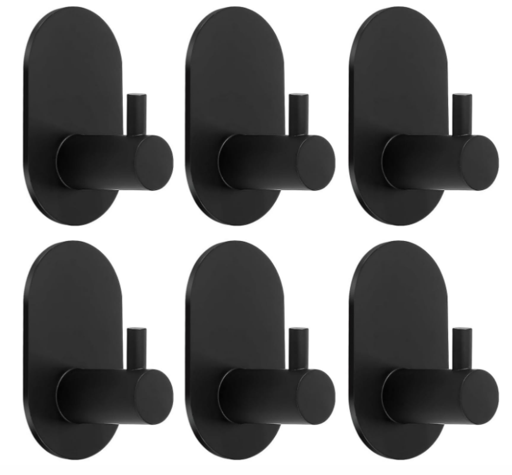 Dntorx 6 Stück Schwarz Klebehaken Extra Stark Handtuchhalter ohne Bohren aus Edelstahl Haken Selbstklebend Türhaken Handtuchhaken Duschhaken Wandhaken für Wand Tür Bad