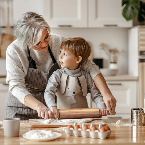 KITEISCAT Acacia Wooden Rolling Pin for Baking - Non-Stick Dough Roller with Handles- 17 Inches Long Baking Rolling Pin for Pizza, Fondant, Crust, Cookie & More- Classic Pastry Rolling Pin - Thumbnail 6