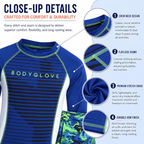 Image of Body Glove Little Boys 2-Piece Rash Guard Swimsuit Set