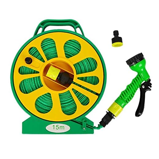 N/Z 50 Feet Flat Garden Hose Kit - Includes Hose Reel and Spray Nozzle with 7 Settings,Compact Reel with 15m Hose,Premium Quality 50ft Flat Garden Hose Pipe & Reel