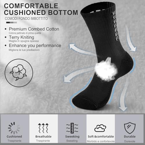 4-Pair Anti-slip Grip Soccer Socks Men Women Cushioned Sports Sock Rugby Yoga Basketball Running Hiking Work4