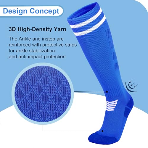 YMYDYFC Kids Soccer Socks 3Pack Cushion Cotton Comression Socks Baseball Sock For Youth Toddler Boys Girls Men Knee High Sock2